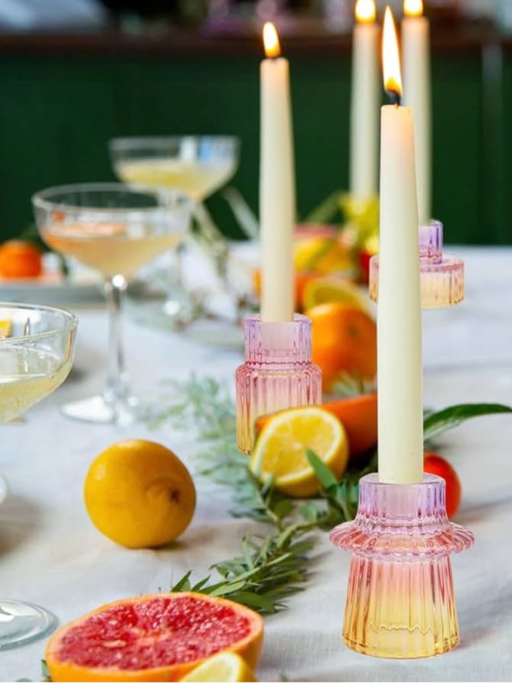 6pc Sunset Glass Candle Holders Set - Picture 6 of 10